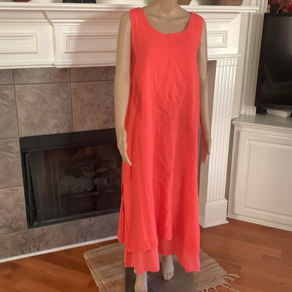 NWT M Made in Italy Corallo Linen Long Dress